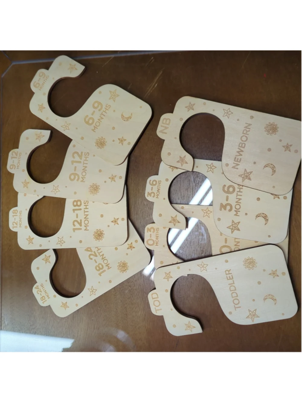 Baby Clothing Size Dividers Wooden Wood Infant Clothes Shower Gift SET OF 8